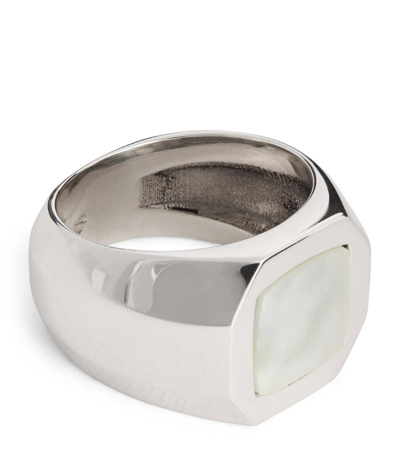 Emanuele Bicocchi Sterling Silver And Mother-of-pearl Chevalier Ring