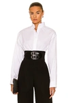 Alaïa Belted Japanese Cotton Skirt In Blanc