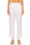 Jonathan Simkhai Standard Atlas Tailored Crop Pant In White Stripe