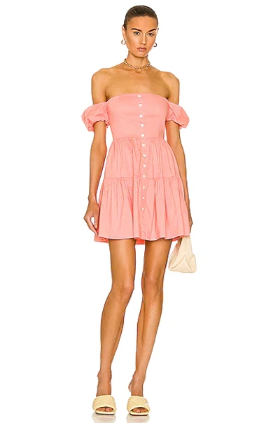 Staud Orange Elio Cotton Poplin Dress In Pink