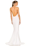 Norma Kamali Low Back Slip Mermaid Fishtail Gown In Snow White