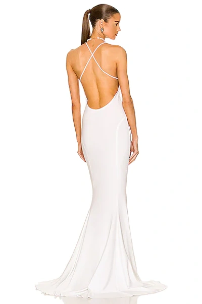Norma Kamali Low Back Slip Mermaid Fishtail Gown In Snow White