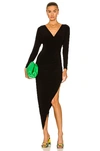 Norma Kamali Black Dress With Draped Details And Bare Shoulders In Tech Fabric Woman In Black