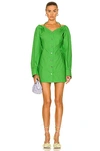 Nanushka Alyssa Halterneck Off-the-shoulder Minidress In Green
