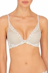 Natori Feathers Contour Plunge T-shirt Everyday Plunge Bra (32dd) Women's In Marble/mascarpone