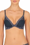 Natori Feathers Contour Plunge Lace-trim Bra 730023 In Ash Navy