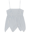 Ganni Stripe-print Spaghetti-strap Top In Light Blue