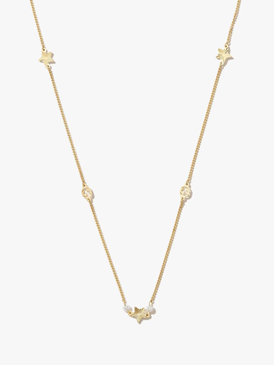 Gucci Interlocking-g Chain Necklace With Star And Diamond Stations In Yellow Gold