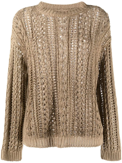 Eleventy Pointelle-knit Jumper In Neutrals
