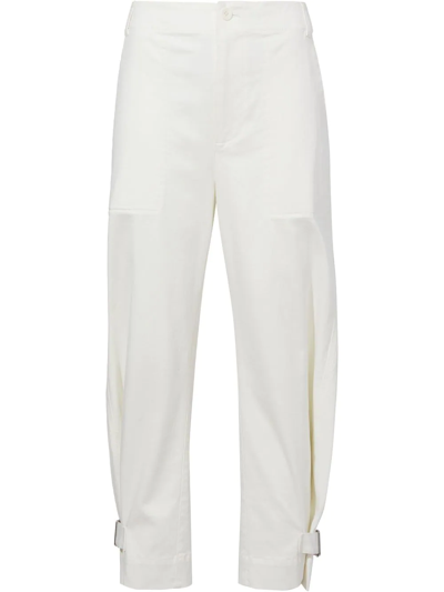 Proenza Schouler White Label Twill Tapered Leg Ankle Pants In White