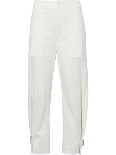 Proenza Schouler White Label Twill Tapered Leg Ankle Trousers In White