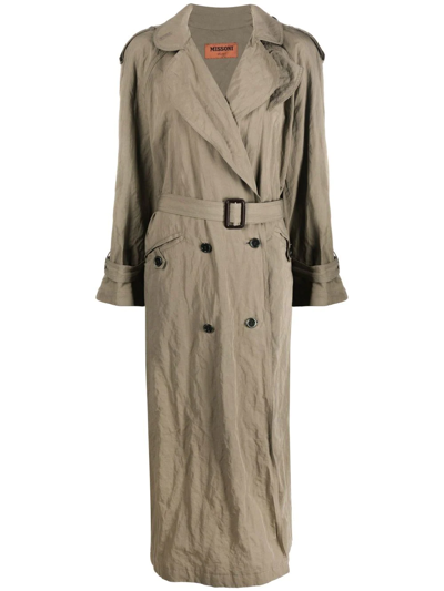 Missoni Double-breasted Trench Coat In Nude