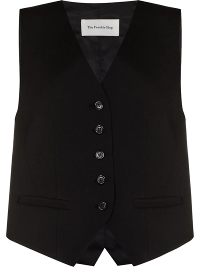 The Frankie Shop Gelso Single-breasted Wool Waistcoat In Black