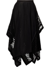 Jw Anderson Asymmetric Corded Lace-trimmed Taffeta Skirt In Schwarz