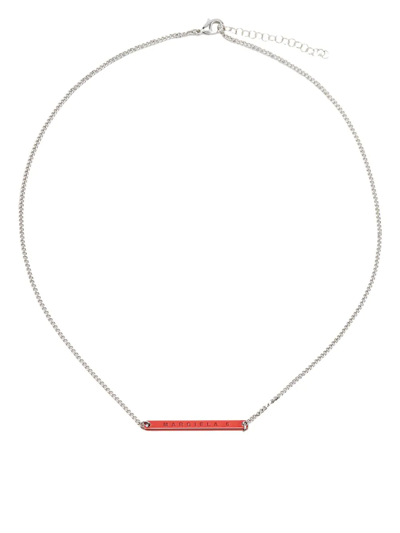 Mm6 Maison Margiela Logo-engraved Plaque Necklace In Silber