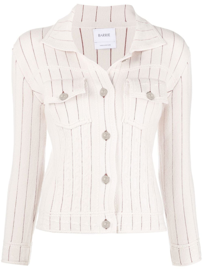 Barrie Striped Uniform Denim Jacket In Neutrals