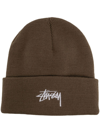 Stussy Stock Logo-embroidered Knitted Beanie Hat In Mushroom