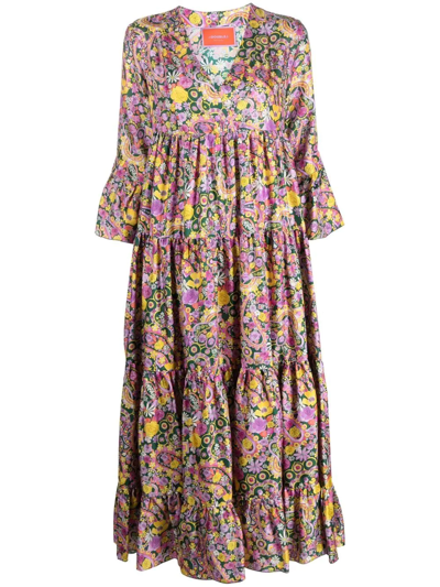 La Doublej Jennifer Jane Silk Dress In Multi