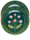 La Doublej Tulips Set Of Two Dessert Plates In Green