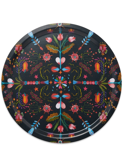 La Doublej Turning Tulips Tablett Aus Holz In Black