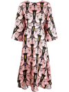 La Doublej Sorella Printed Silk Dress In Pink