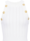 Balmain Women's 6 Button Halterneck Knit Cropped Top In White