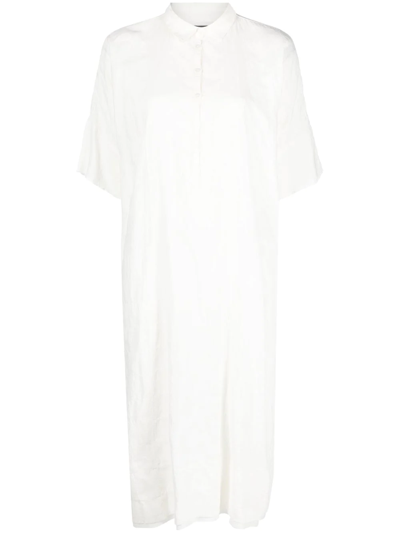 Kristensen Du Nord Silk Midi Shirt Dress In Neutrals