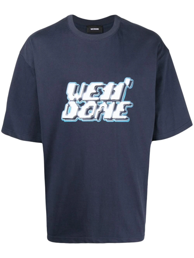 We11 Done Logo-print Short-sleeved T-shirt In Blau