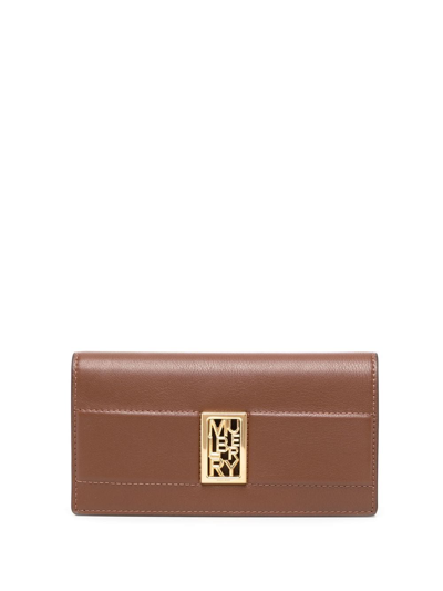 Mulberry Sadie Logo-plaque Wallet In Brown