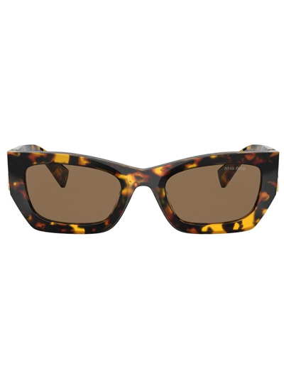Miu Miu Tortoiseshell Rectangle-frame Sunglasses In Brown