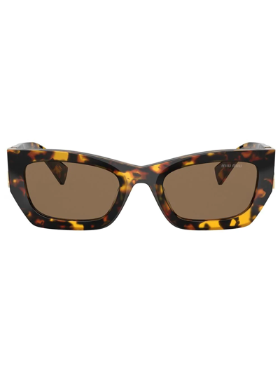 MIU MIU TORTOISESHELL RECTANGLE-FRAME SUNGLASSES