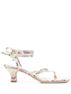 PARIS TEXAS METALLIC SNAKE-PRINT SANDALS