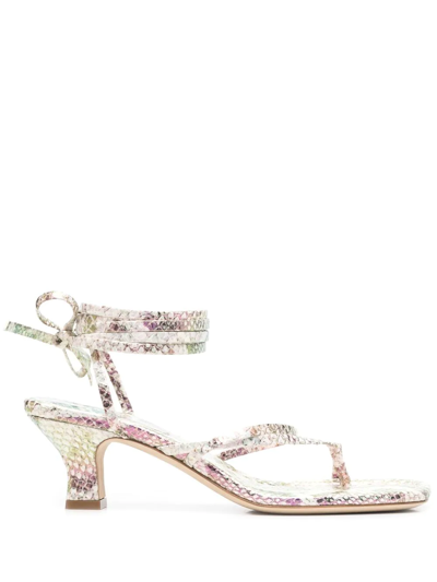 Paris Texas Berry Metallic Snake-print Sandals In Nude