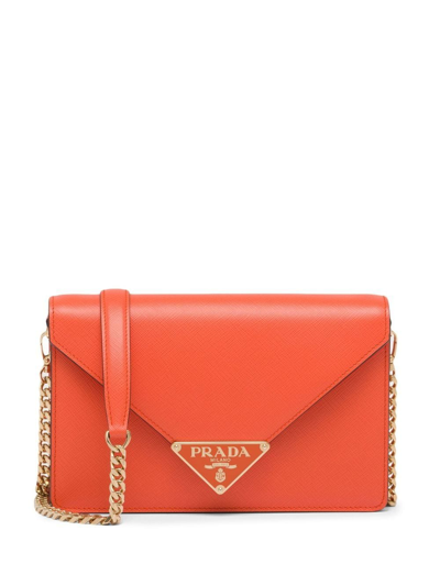 Prada Envelope Shoulder Bag In Orange