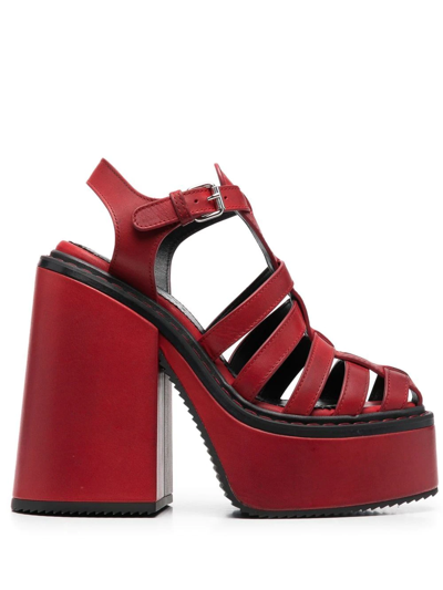 Dsquared2 170mm Heeled Platform Sandals In Rojo Oscuro