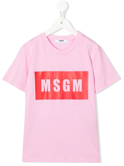 Msgm Logo Print T-shirt In Pink