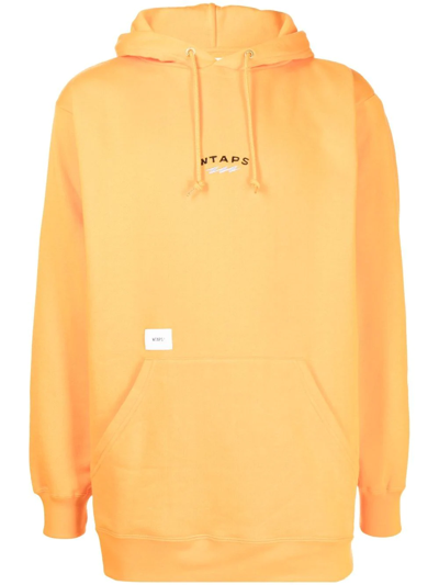 Wtaps Logo-print Pullover Hoodie In Orange