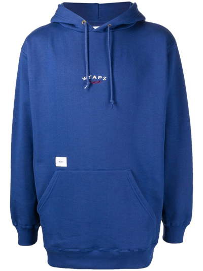 Wtaps Logo-print Pullover Hoodie In Blau