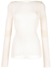 Low Classic Ribbed Knit Boat-neck Knitted Top In Neutrals