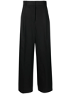 Ferragamo High-waisted Virgin-wool Trousers In Black