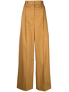 Ferragamo High-waisted Wide Leg Trousers In Brown