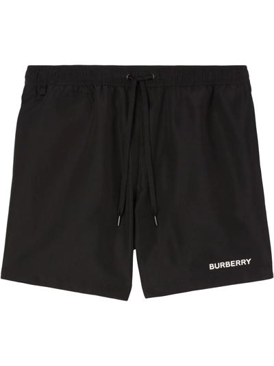 Burberry Men's Martin Logo Swim Shorts In Black