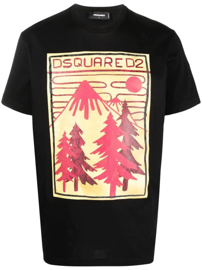 Dsquared2 Graphic-print Short-sleeve T-shirt In Black