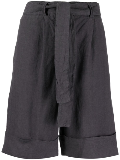 Peserico Tied-waist Linen Shorts In Grey