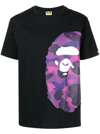 A Bathing Ape Camo Ape-print Short-sleeve T-shirt In Schwarz