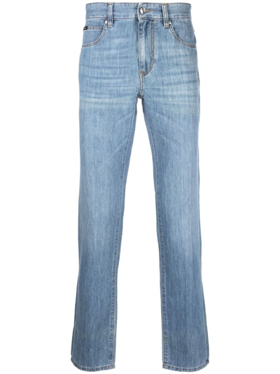 Zegna Stonewash Straight-leg Jeans In Blue