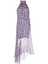 Veronica Beard Leia Floral-print Silk Crepe De Chine Halterneck Midi Dress In Multi