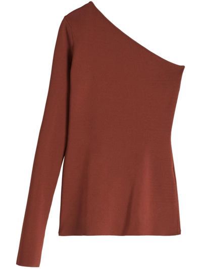 Victoria Beckham Brown Viscose Long Sleeve T-shirt In 618 Brown