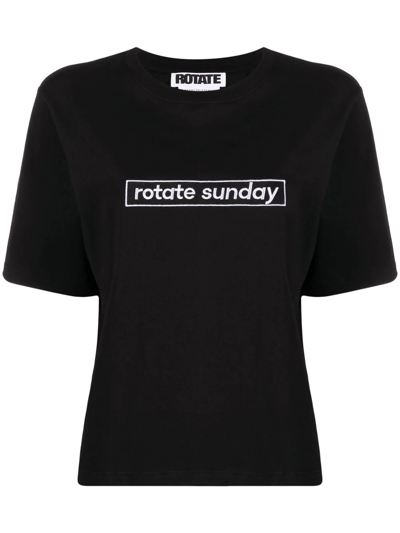 Rotate Birger Christensen Aster Organic Cotton T-shirt In Black