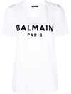 Balmain Logo Print Crewneck T-shirt In Weiss